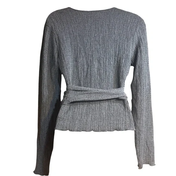 Pilcro Textured Wrap Knit Top Womens size medium black - Picture 3 of 8